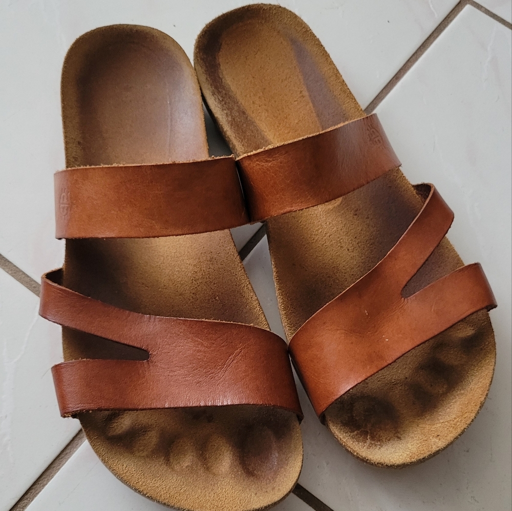 Tan leather sandals women's size 9